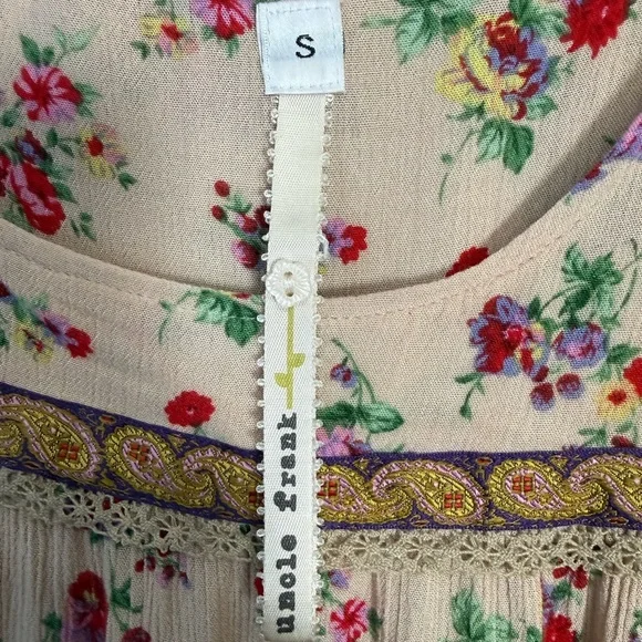 Uncle Frank x Anthropologie Floral Boho Mini Dress Bell Sleeves S Style 34024 - Picture 4 of 8